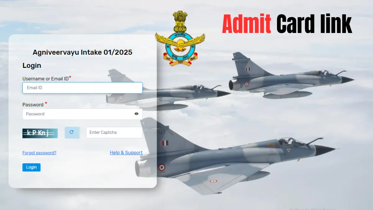 Indian Airforce Agniveer Vayu Intake 01/2025 Exam Admit Card 2024